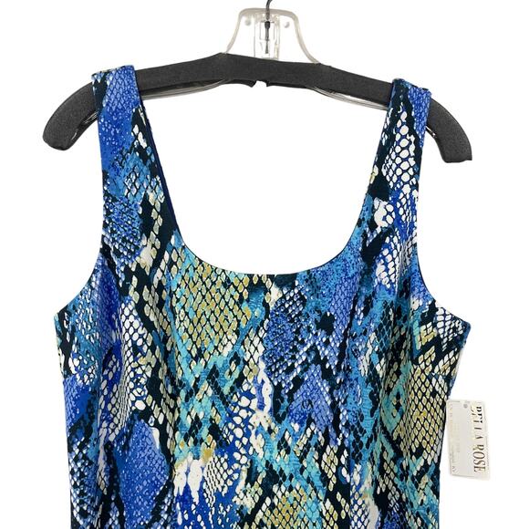NWT Hilary Radley for Katherine Barclay Sleeveless Blue Snake Print Dress Large - Picture 3 of 7